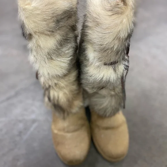 Y2K Fur Boots Pajar Canada Kim Red Fox Pony Hair Fur Winter Boots Size 37 - Picture 2 of 8
